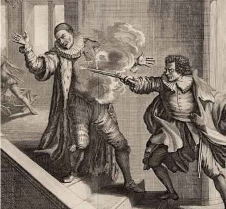 William the Silent is assassinated, 1584, July 10 (Romeyn de Hooghe) (Jan Luyken)